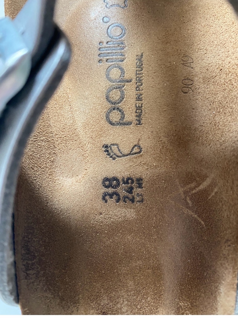 Birkenstock Gizeh Papillio Metallic Silver Toe-Post Cork Sandal W-7 M-5 - Picture 2 of 6